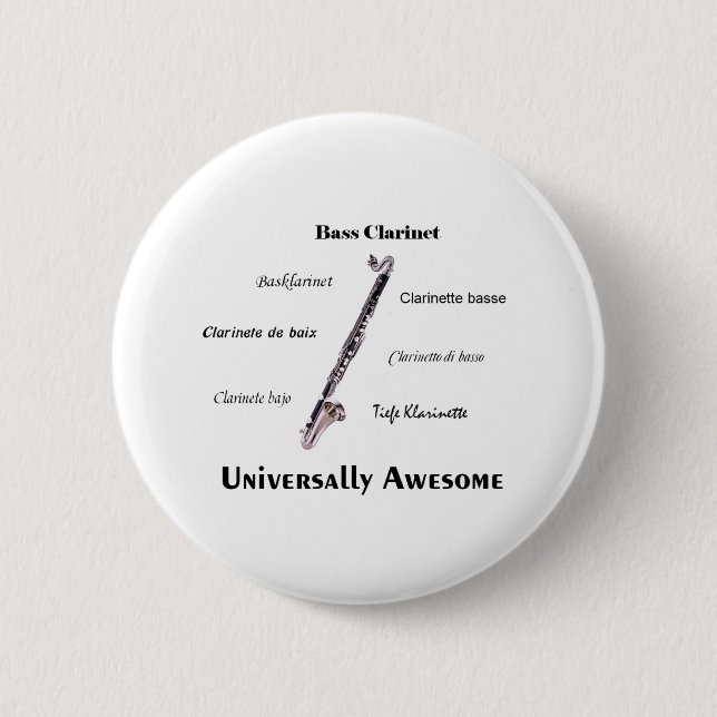 Bass Clarinet 6 Cm Round Badge (Front)