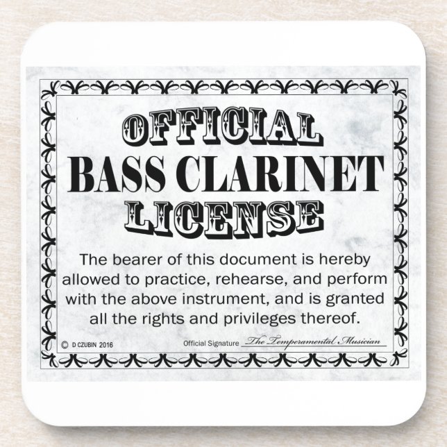 Bass Clarinet License Coaster (Front)