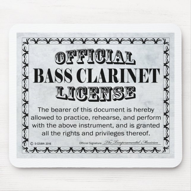 Bass Clarinet License Mouse Mat (Front)
