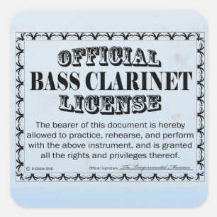 Bass Clarinet License Square Sticker