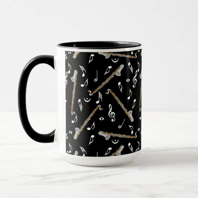 Bass Clarinet Music Note Pattern Mug (Left)