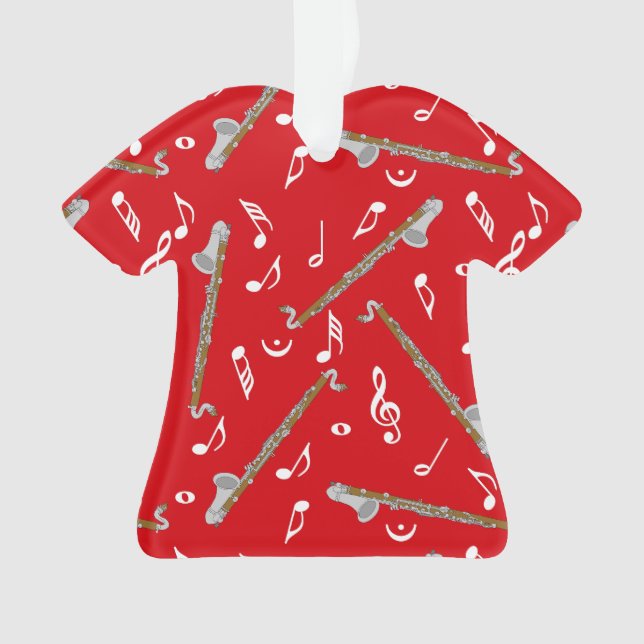 Bass Clarinet Music Note Pattern Ornament (Front)