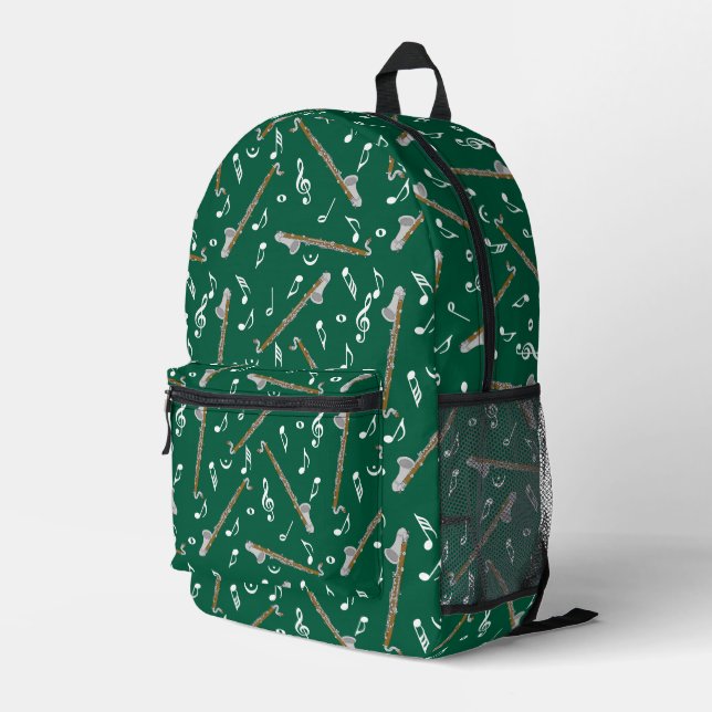 Bass Clarinet Music Note Pattern Printed Backpack (Back Corner Right)