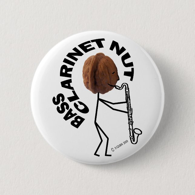 Bass Clarinet Nut 6 Cm Round Badge (Front)