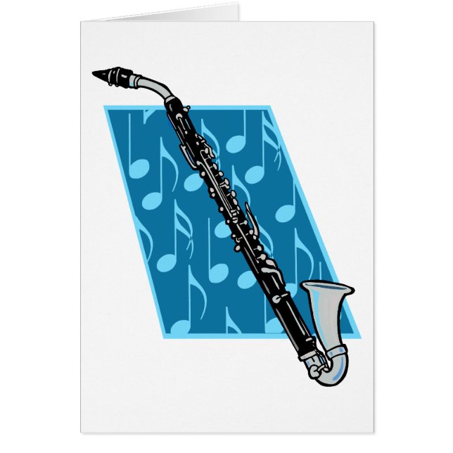 Bass Clarinet with Blue Background and Music Notes (Front)