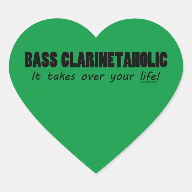 Bass Clarinetaholic Life Heart Sticker (Front)