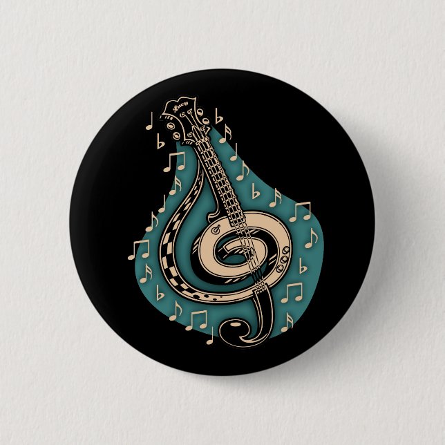 Bass Clef 6 Cm Round Badge (Front)