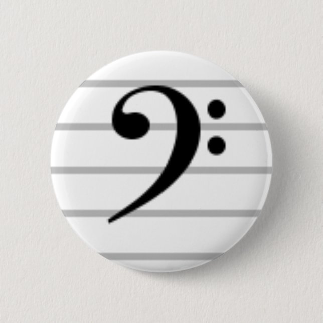 Bass Clef 6 Cm Round Badge (Front)