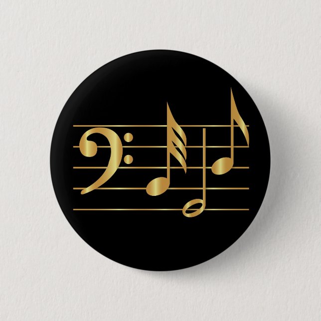 Bass clef 6 cm round badge (Front)