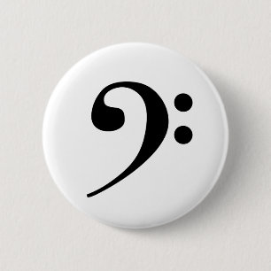 Bass Clef 6 Cm Round Badge
