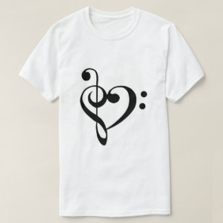 Bass Clef and Treble Clef Heart T-Shirt