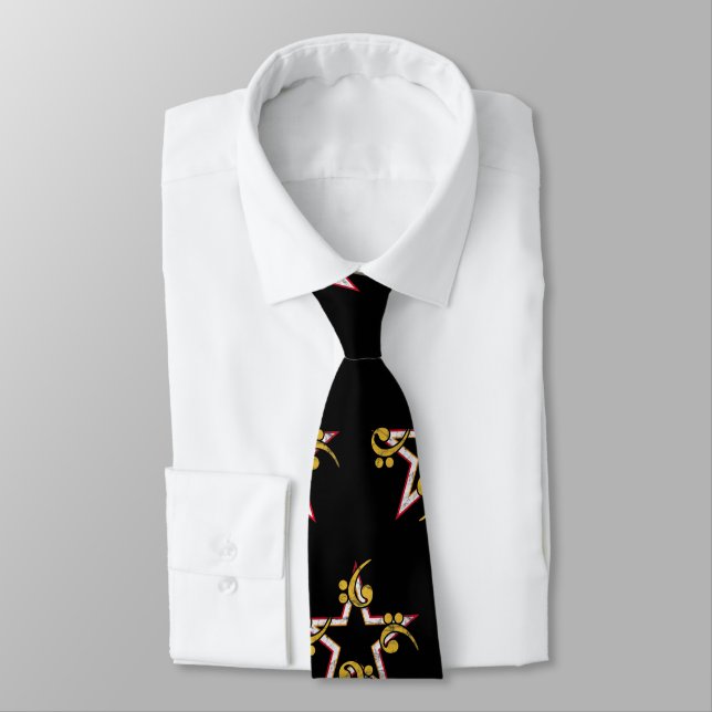 Bass Clef Bass Player Gift Tie (Tied)