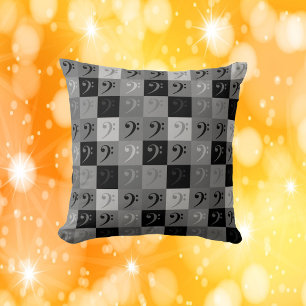 Bass Clef Black and Grey Cushion