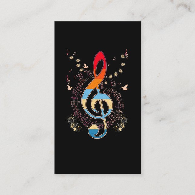 Bass Clef Colourful Musical Notes Bird Lover Business Card (Front)