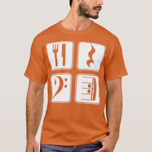 Bass Clef Eat Rest Play Repeat Funny Music T-Shirt