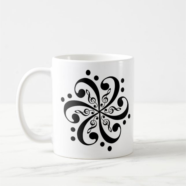Bass_Clef_Flower_Tattoo_by_ChuckDraws, Bass_Cle... Coffee Mug (Left)