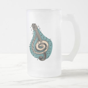 Bass Clef Frosted Glass Beer Mug