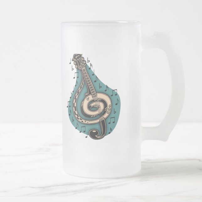 Bass Clef Frosted Glass Beer Mug (Right)