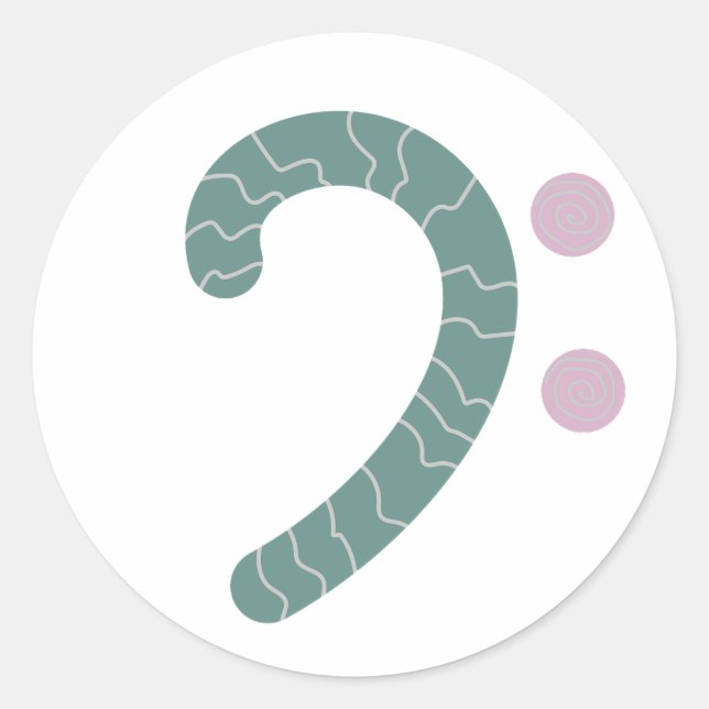 bass clef green classic round sticker (Front)