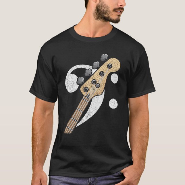 Bass Clef Guitar Bass Player Musician T-Shirt (Front)