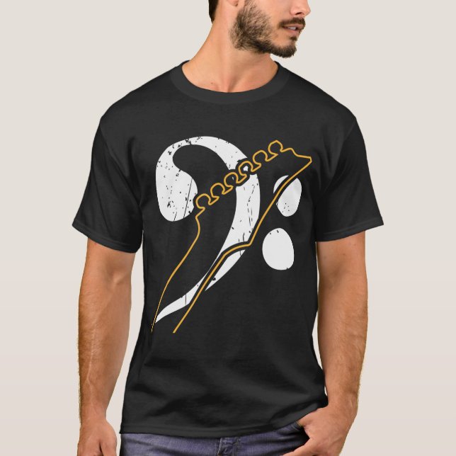 Bass Clef Guitar Bass Player T-Shirt (Front)