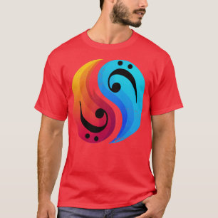 Bass Clef Guitar Yin And Yang Retro Bassist T-Shirt