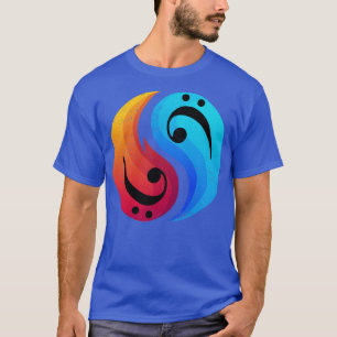 Bass Clef Guitar Yin And Yang Retro Bassist T-Shirt