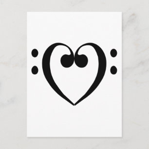 Bass clef heart (black) postcard