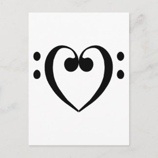 Bass clef heart (black) postcard