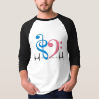 Bass Clef Heart EKG Waves Cyan & Pink