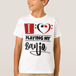 Bass Clef Heart I Love Playing My Banjo T-Shirt