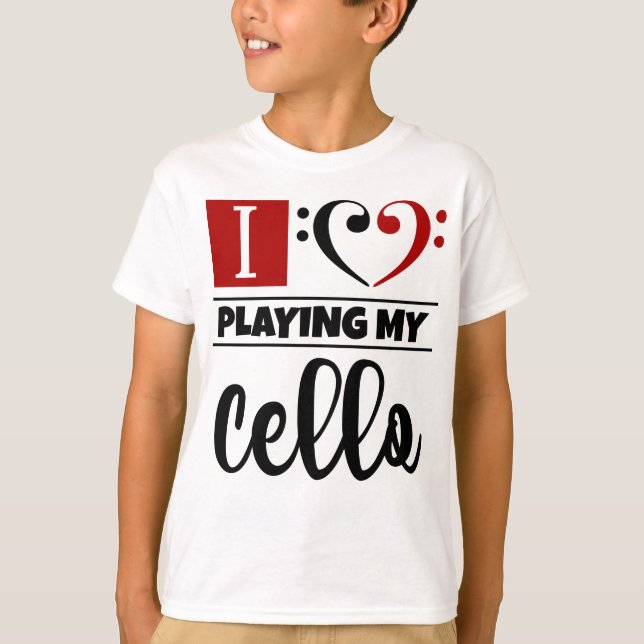 Bass Clef Heart I Love Playing My Cello T-Shirt (Front)