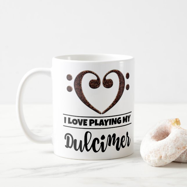 Bass Clef Heart I Love Playing My Dulcimer Coffee Mug (With Donut)