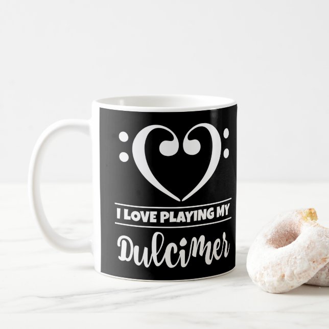 Bass Clef Heart I Love Playing My Dulcimer Coffee Mug (With Donut)