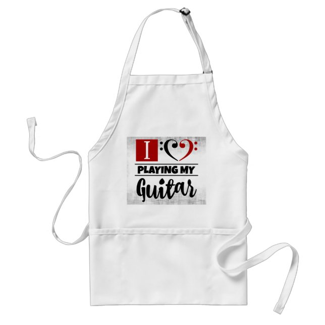Bass Clef Heart I Love Playing My Guitar Standard Apron (Front)