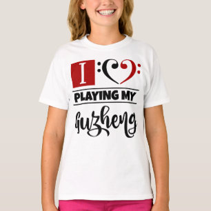 Bass Clef Heart I Love Playing My Guzheng T-Shirt