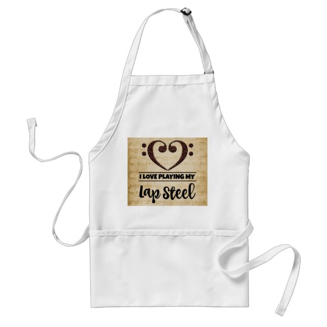 Bass Clef Heart I Love Playing My Lap Steel Standard Apron (Front)