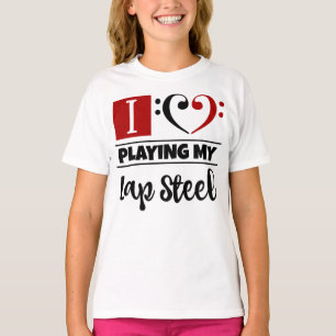 Bass Clef Heart I Love Playing My Lap Steel T-Shirt