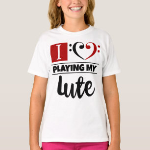Bass Clef Heart I Love Playing My Lute T-Shirt