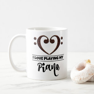 Bass Clef Heart I Love Playing My Piano Coffee Mug