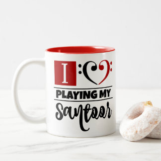 Bass Clef Heart I Love Playing My Santoor Two-Tone Coffee Mug