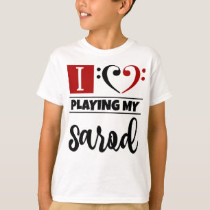Bass Clef Heart I Love Playing My Sarod T-Shirt