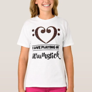 Bass Clef Heart I Love Playing My Strumstick T-Shirt