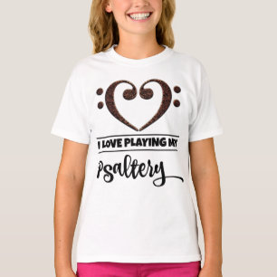 Bass Clef Heart Love Playing Psaltery T-Shirt