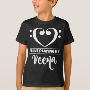 Bass Clef Heart Love Playing Veena T-Shirt