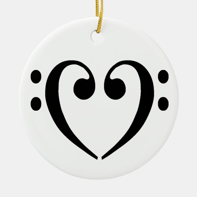 Bass Clef Heart Ornament (Front)