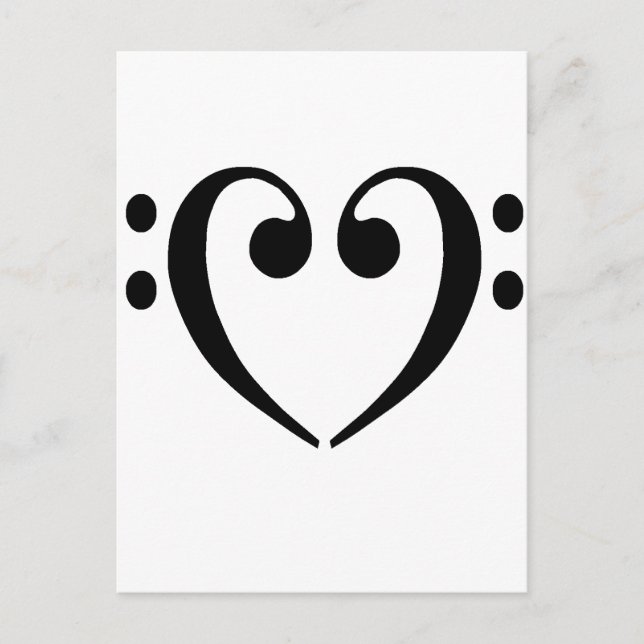 Bass Clef Heart Postcard (Front)