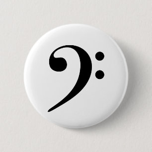 Bass Clef Music  6 Cm Round Badge