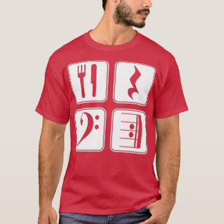 Bass Clef Music Eat Rest Play Repeat  T-Shirt