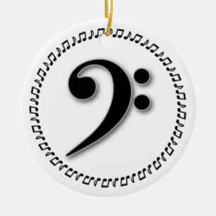 Bass Clef Music Note Design Ceramic Tree Decoration
